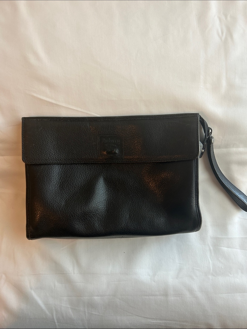 Burberry Black Leather Wristlet Clutch